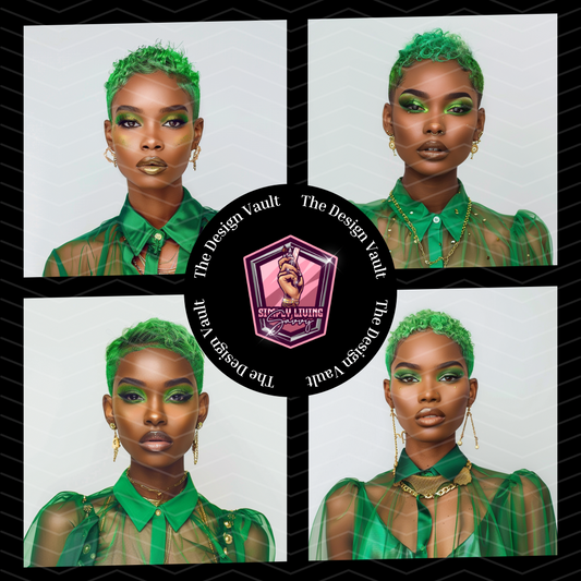 African American Short Green Hair Models